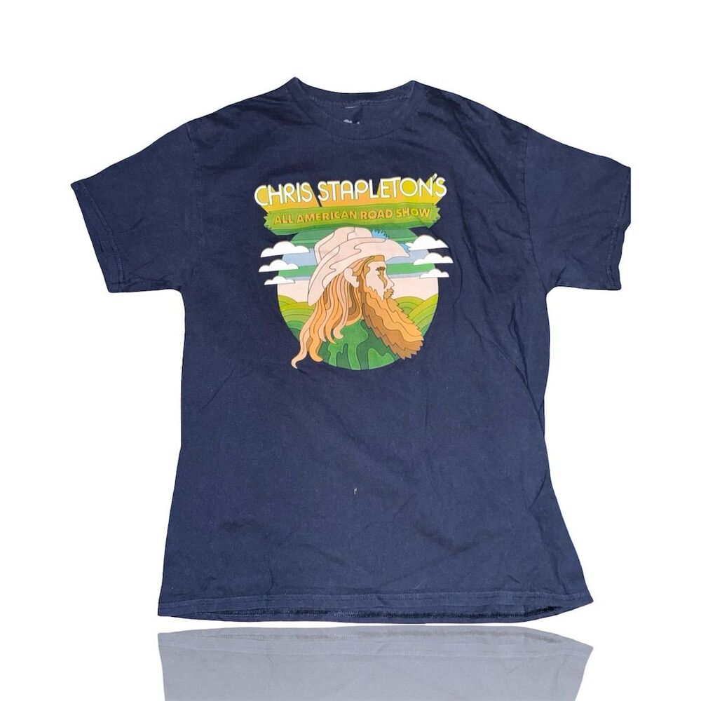 Chris Stapleton 2023 Tour T-Shirt Men's L Blue Graphic Print Short Sleeve